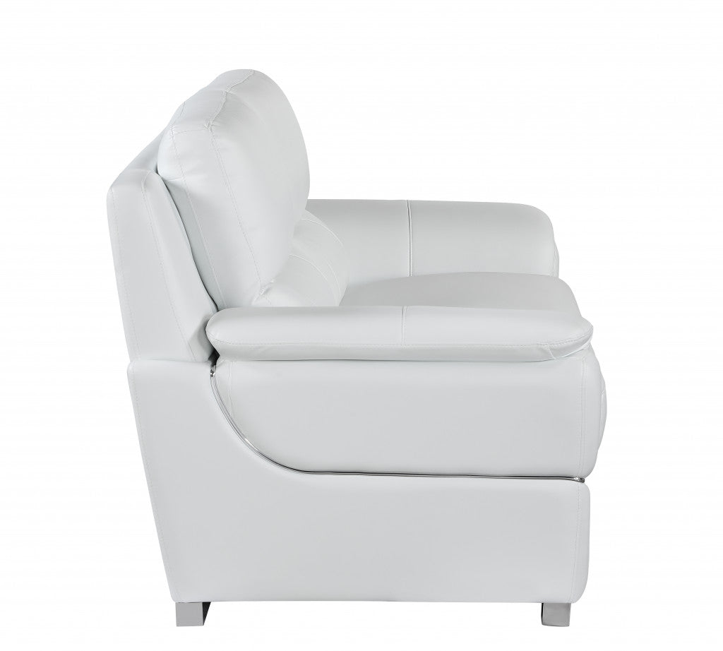 85" White Genuine Leather Sofa
