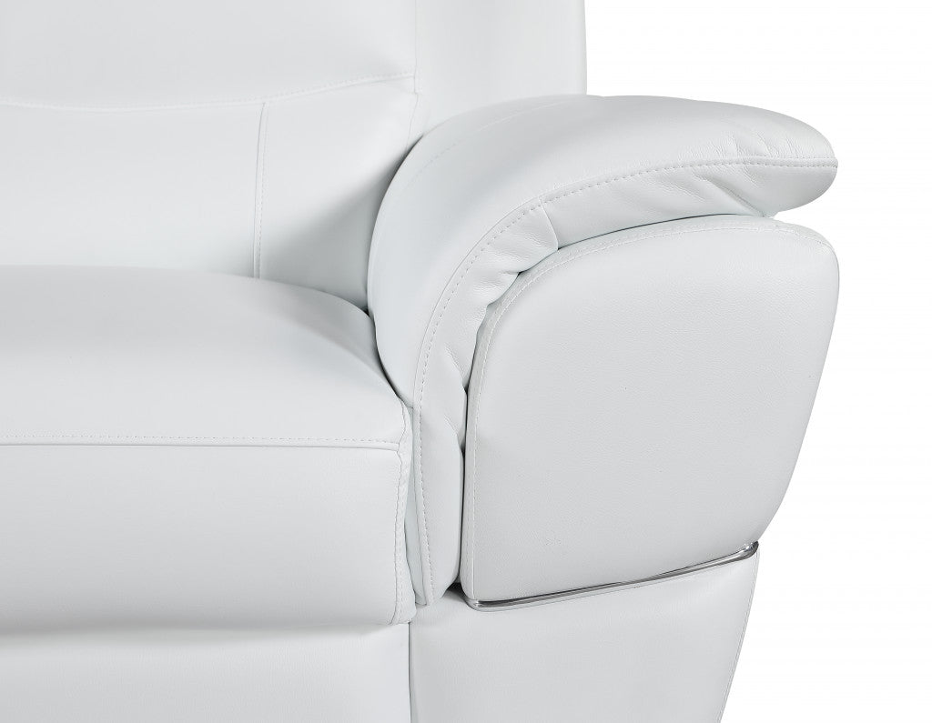 85" White Genuine Leather Sofa