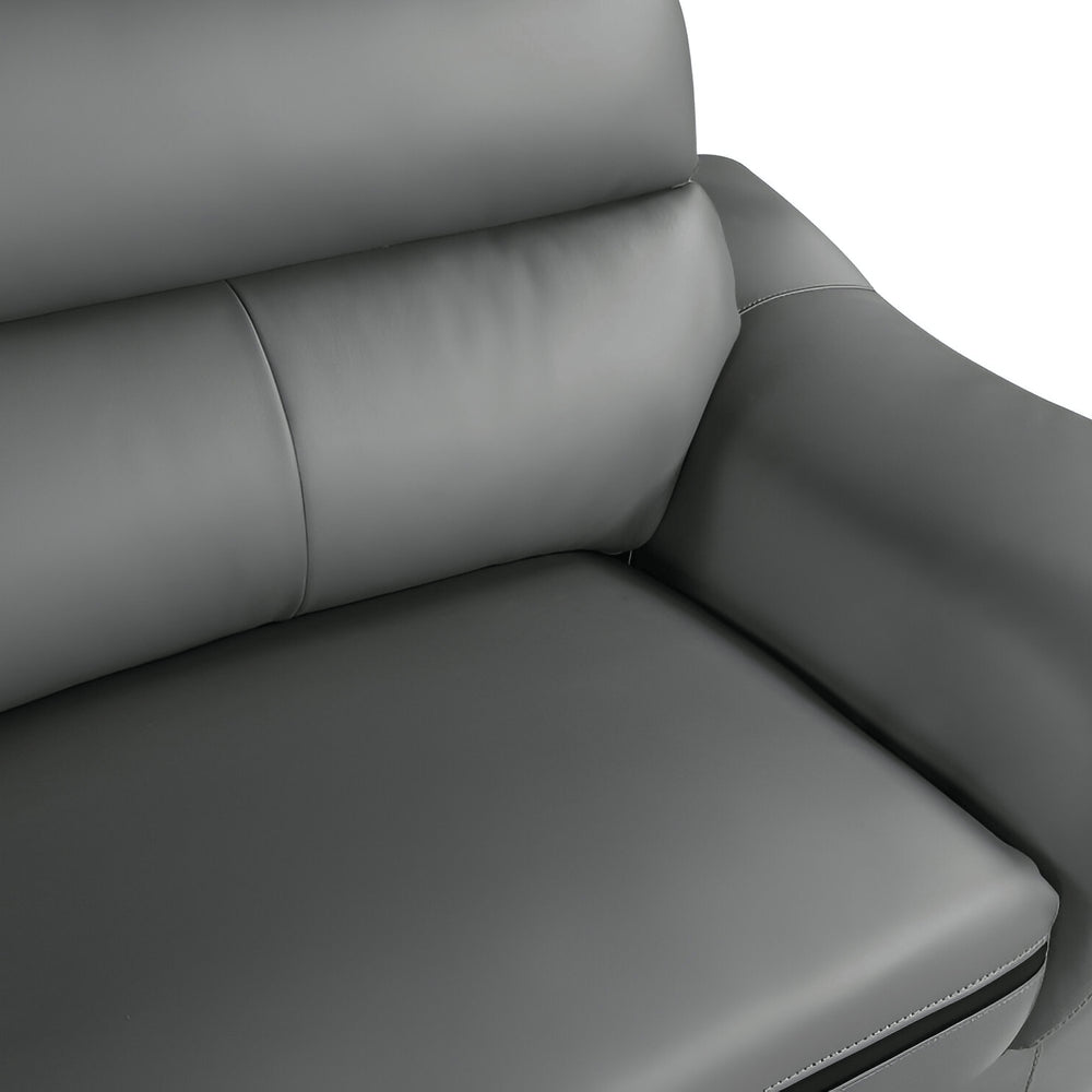 86" Gray Leather Sofa With Silver Legs