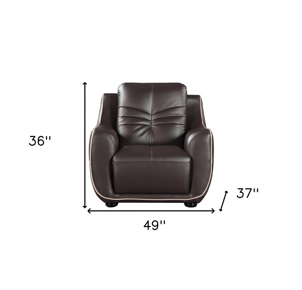 49" Brown Tufted Leather Match Club Chair