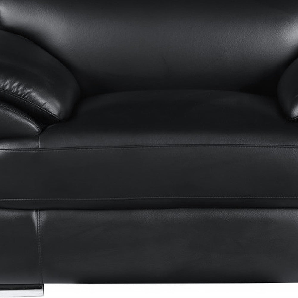 38" White And Silver Genuine Leather Chair and a Half