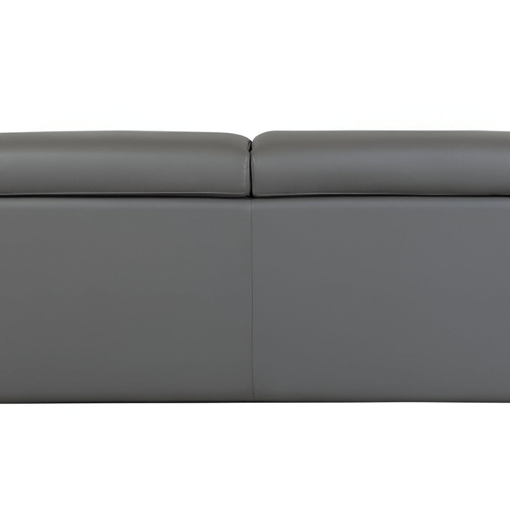 89" Beige Italian Leather Sofa With Silver Legs
