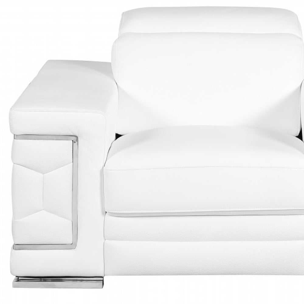 47" Brown And Silver Genuine Leather Arm Chair