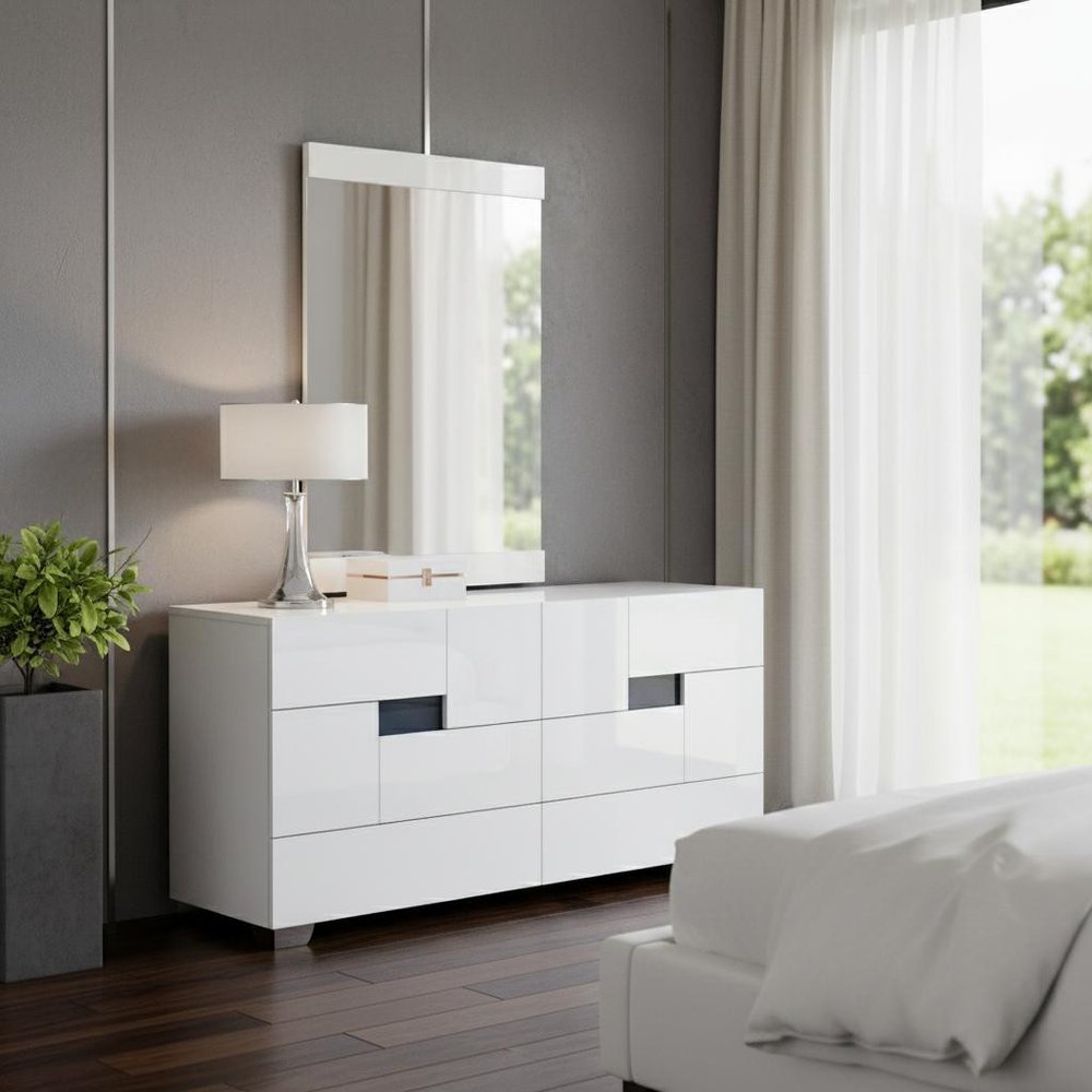 30" Superb White High Gloss Dresser