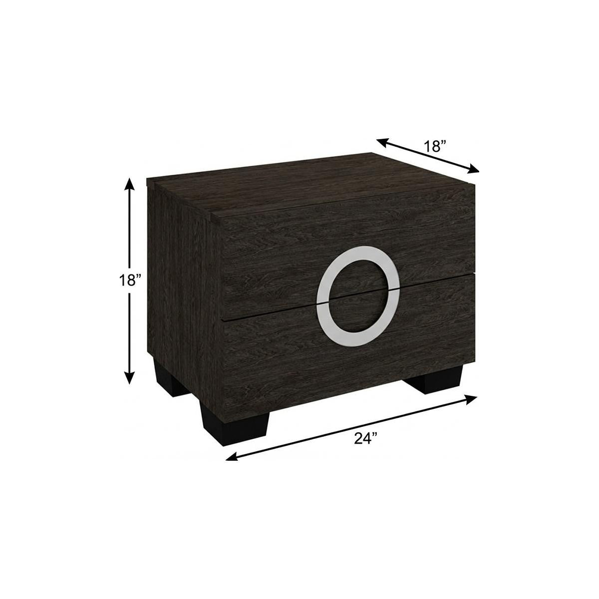 18" Dark Brown Two Drawers Manufactured Wood Mirrored Nightstand