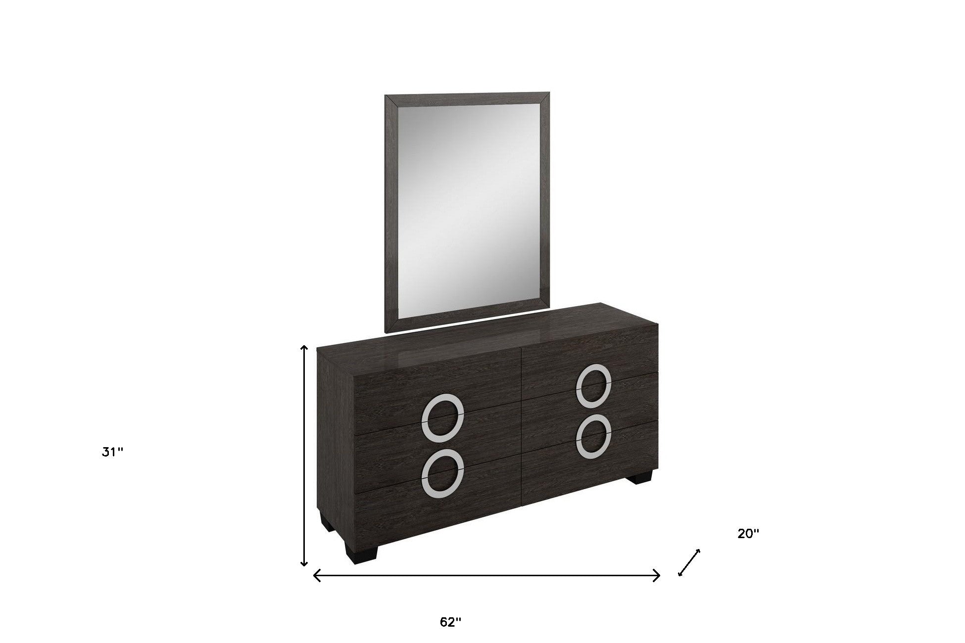 31" Refined Grey High Gloss Dresser
