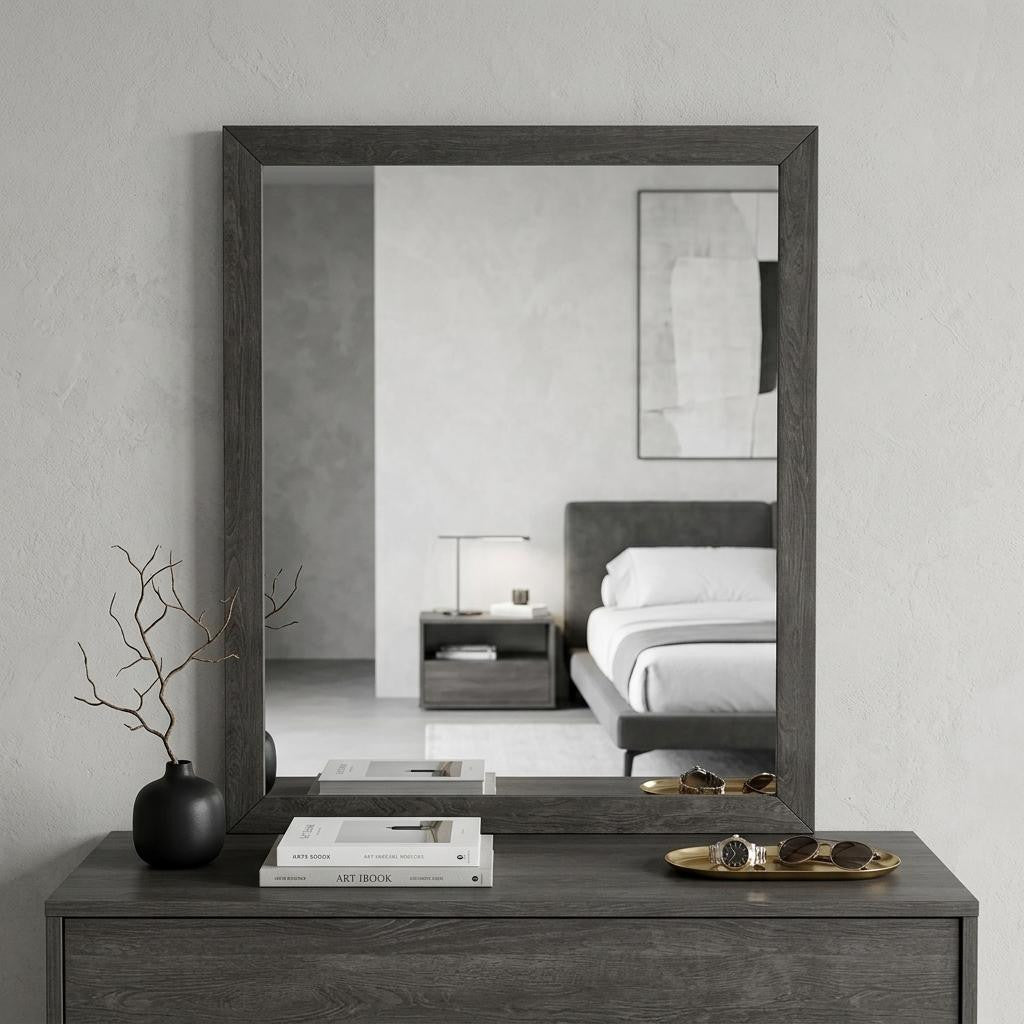 43" Gray Wood Dresser Mount Framed Mirror