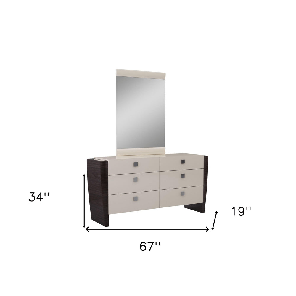 34" Refined Beige High Gloss Dresser