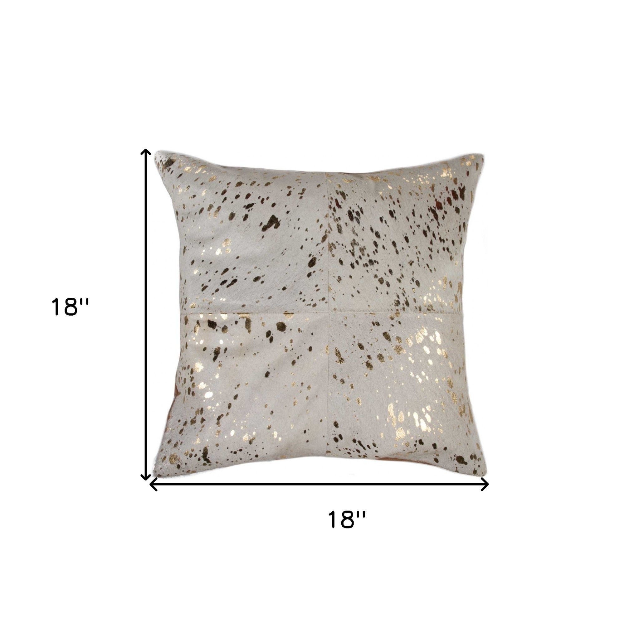 18" Natural And Gold Cowhide Throw Pillow