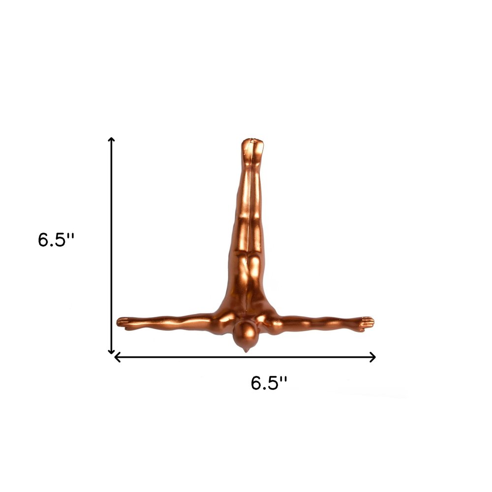 7" X 7" Black Resin Diving Man Hanging Dimensional Sculpture