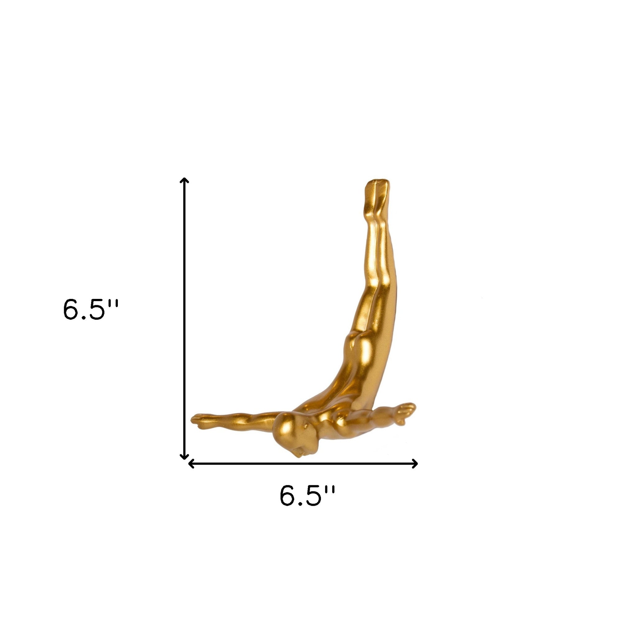 7" X 7" Gold Resin Diving Man Hanging Dimensional Sculpture