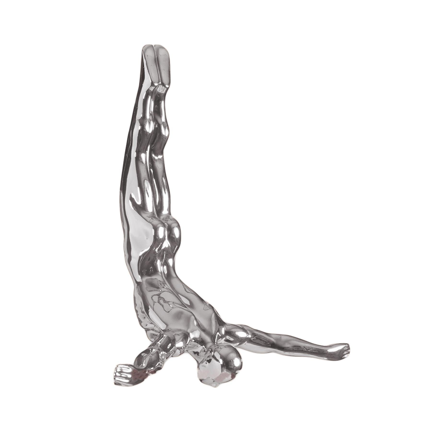 7" X 7" Silver Resin Diving Man Hanging Dimensional Sculpture