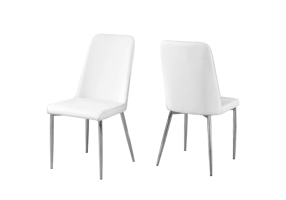 Set of Two Black And Silver Upholstered Faux Leather Dining Side Chairs