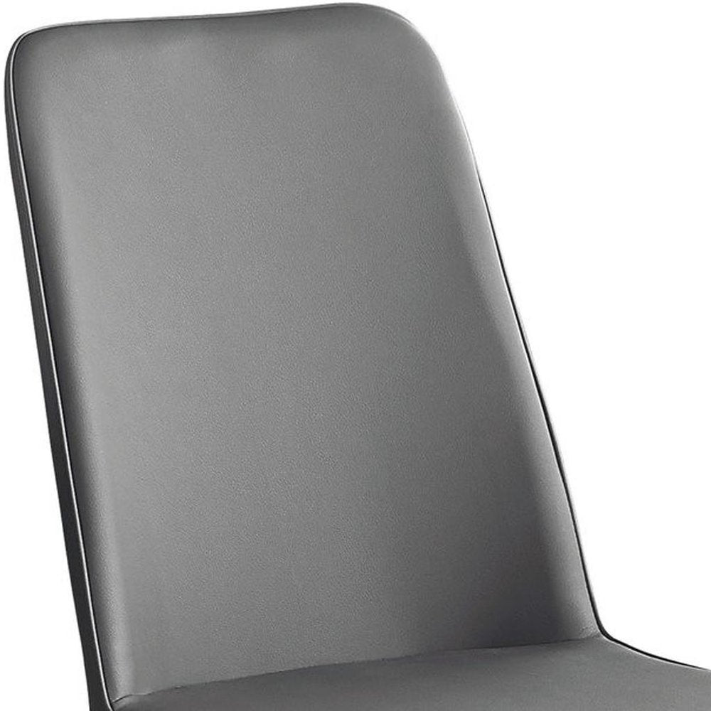 Set of Two White And Silver Upholstered Faux Leather Dining Side Chairs