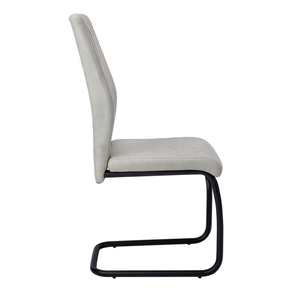 Set of Two Gray And Black Upholstered Polyester Dining Side Chairs