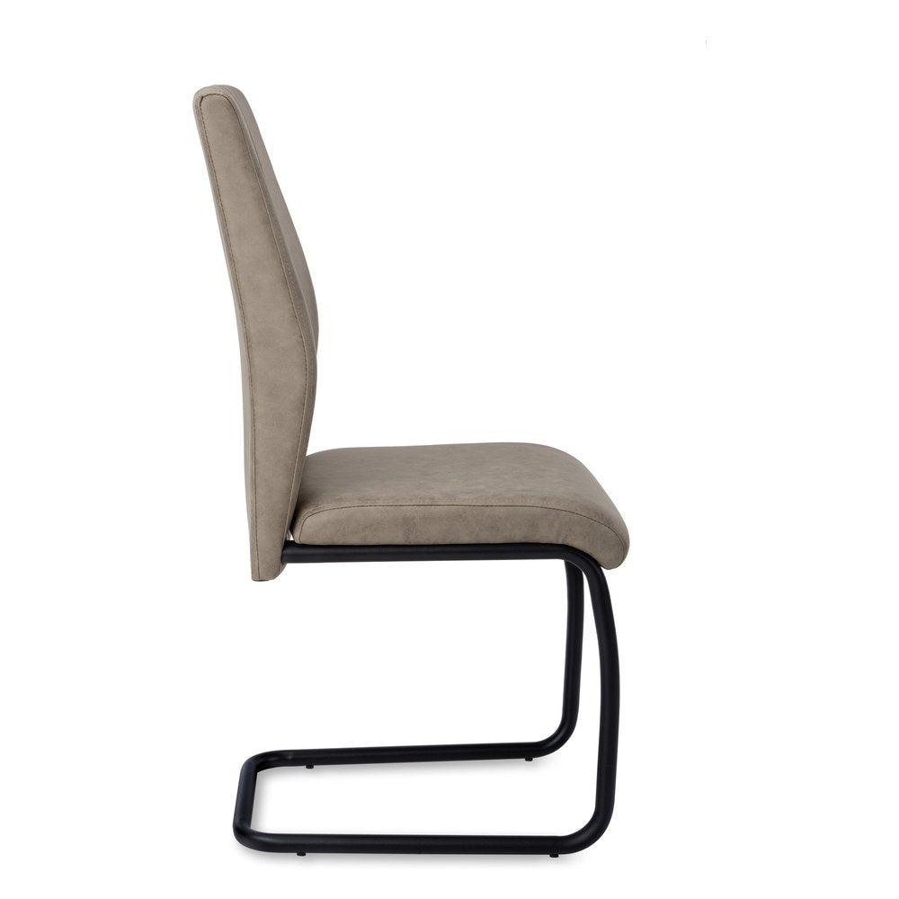 Set of Two Gray And Black Upholstered Polyester Dining Side Chairs