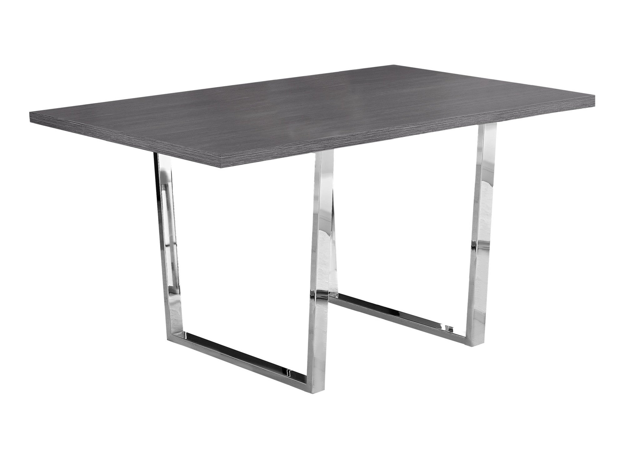 59" Dark Gray And Silver Wood Sled Base Dining Table