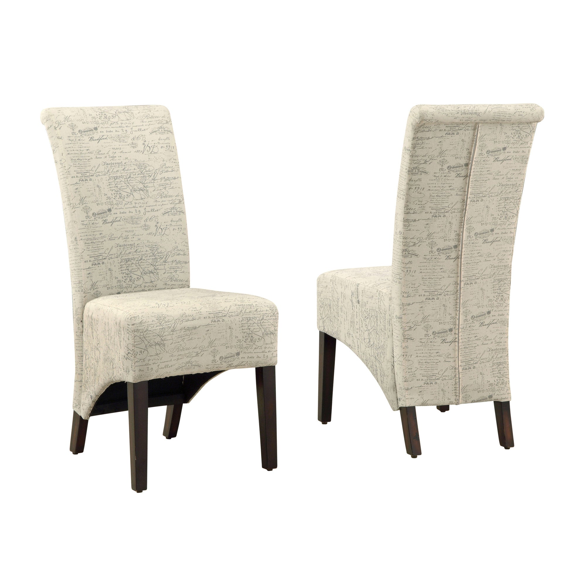 Set Of Two Beige Upholstered Solid Back Dining Chairs