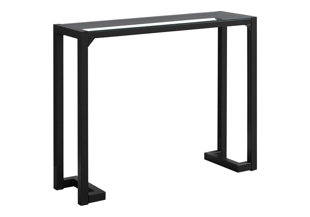42" Clear and Black Glass Console Table