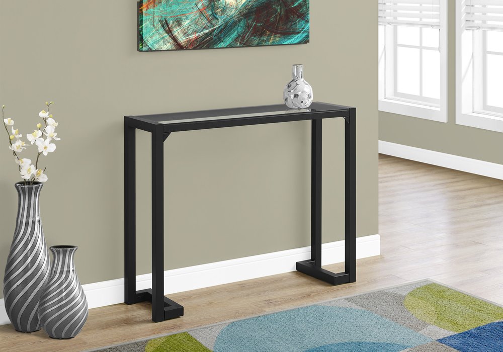 42" Clear and Black Glass Console Table