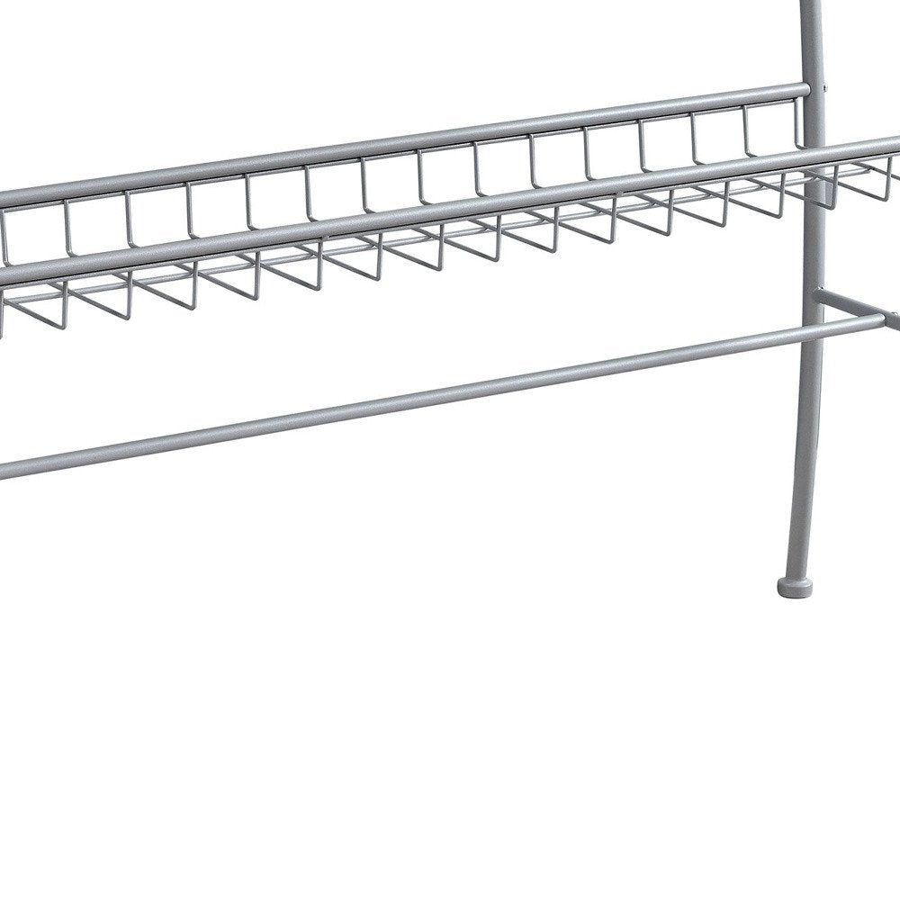 42" Clear and Silver Glass and Metal Console Table With Shelf