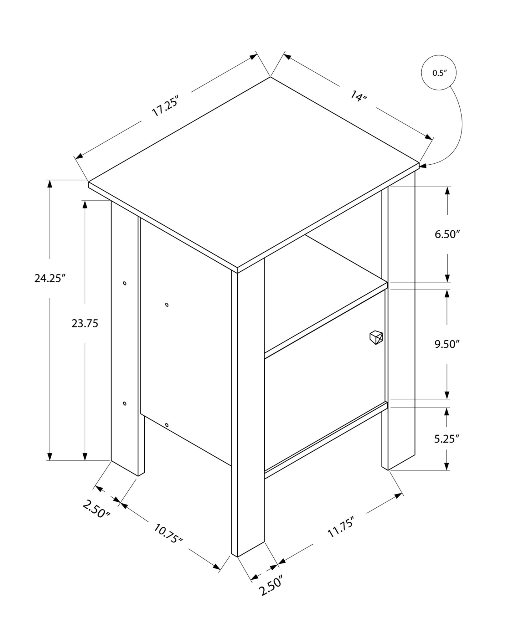 24" White End Table With Shelf