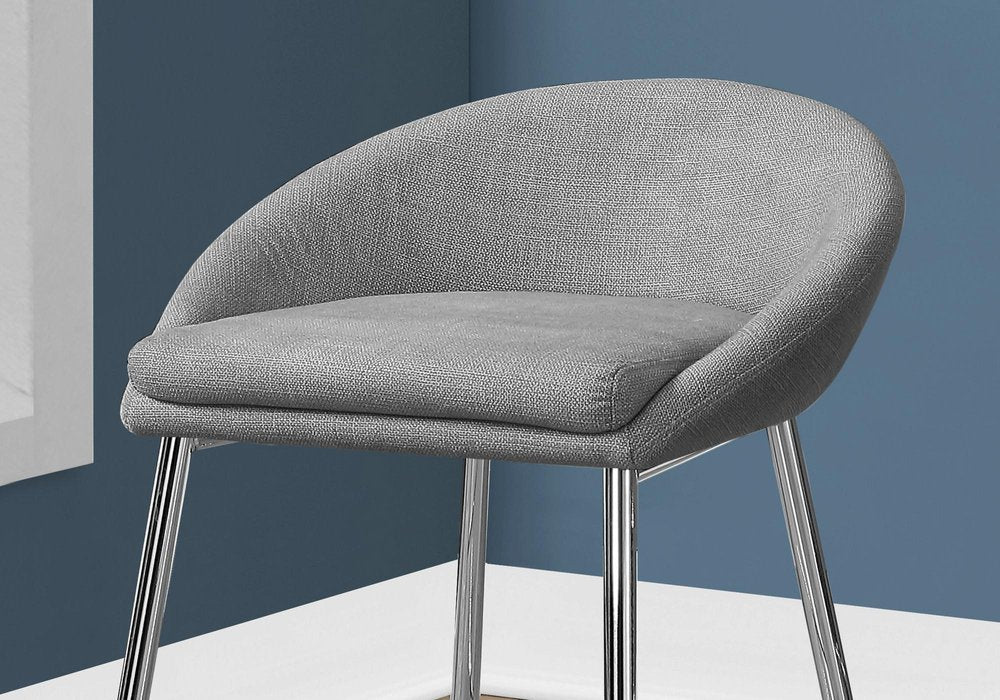 Set of Two 24" Gray And Silver Fabric And Metal Low Back Bar Chairs