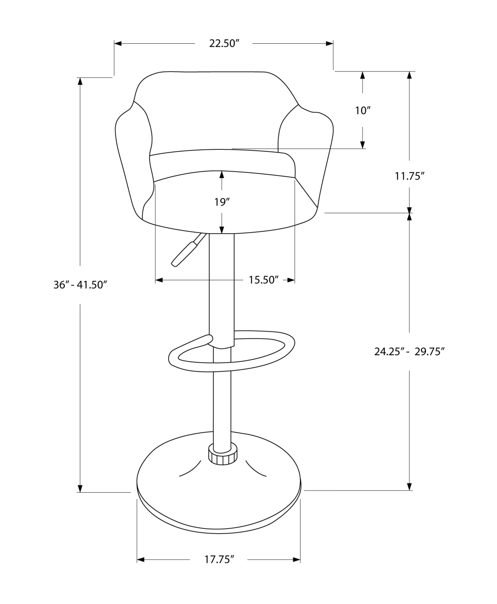 Light Gray and Silver Metal Low Back Bar Chair