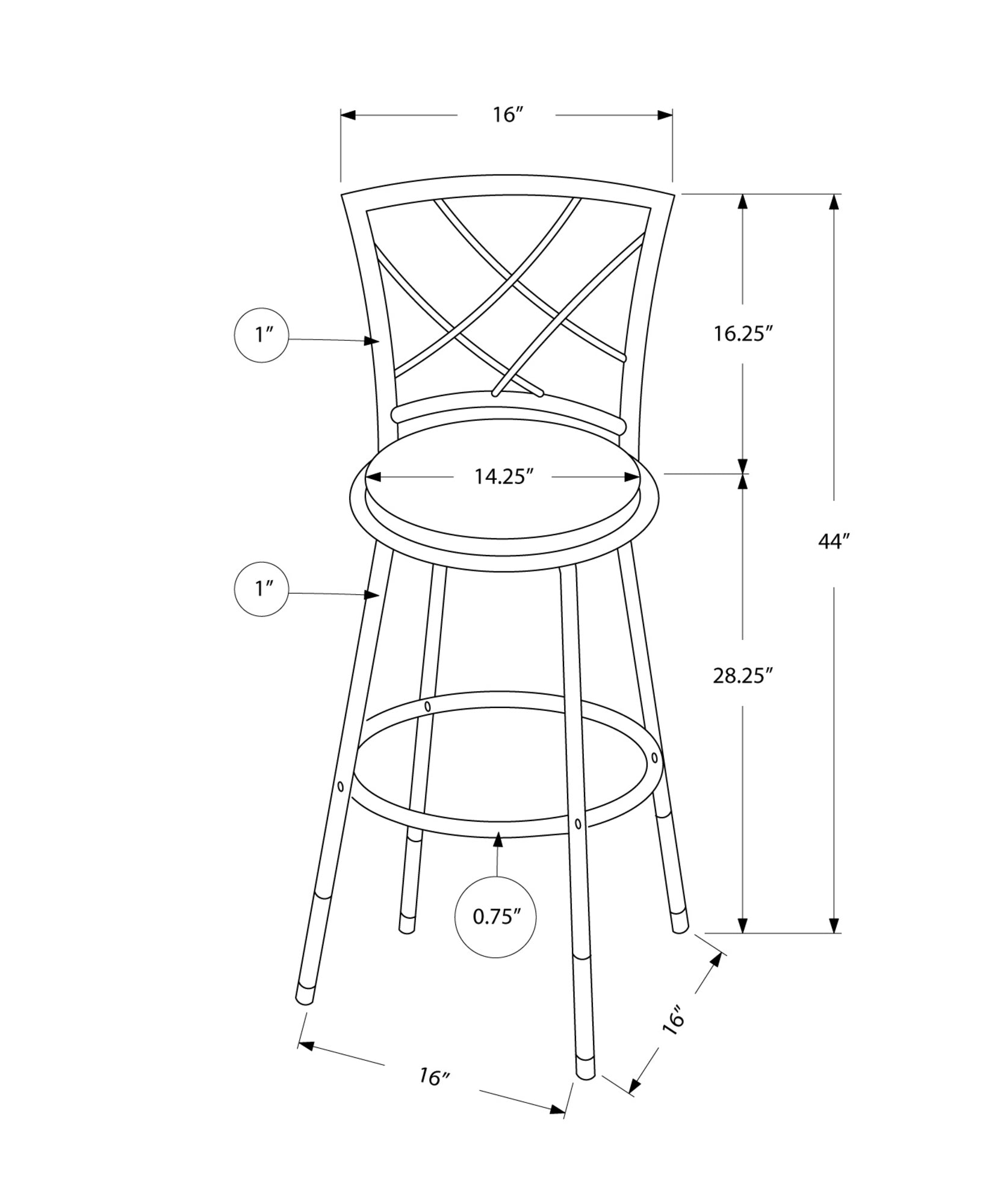 Set of Two 28" Black Metal Bar Chairs