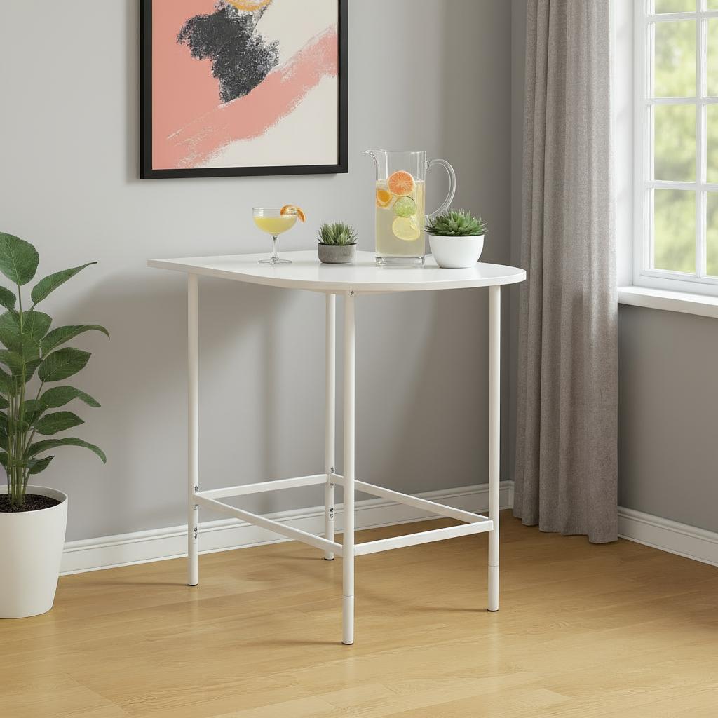24" White Free Form Manufactured Wood Bar Table