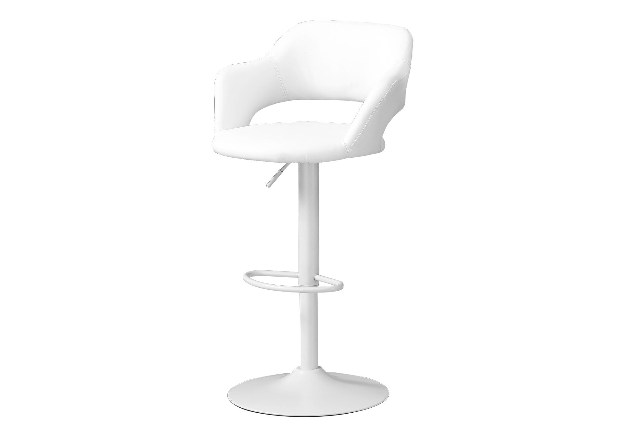White Faux Leather And Metal Low Back Bar Height Bar Chair