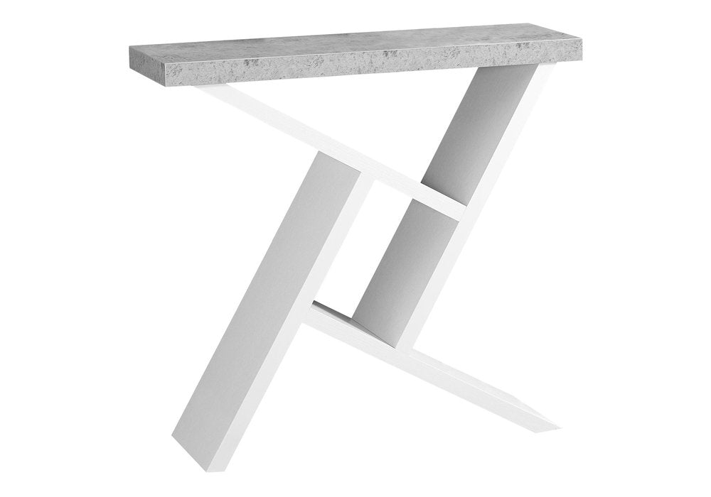 36" Gray and White Abstract Console Table With Shelves