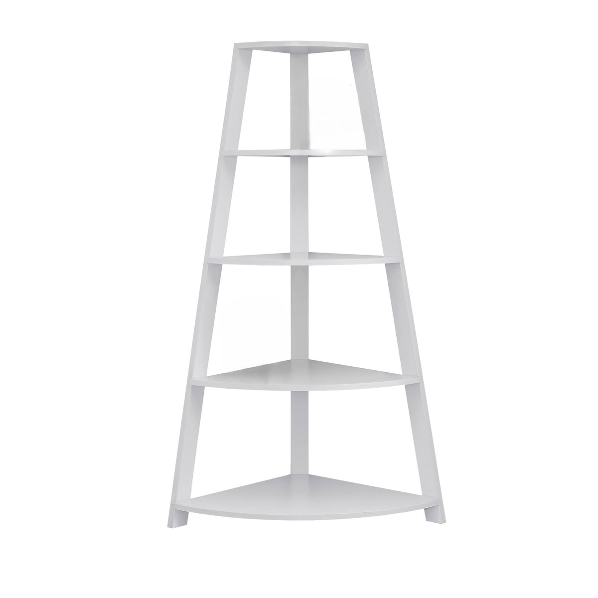 White Wood Four Tier Corner Bookcase