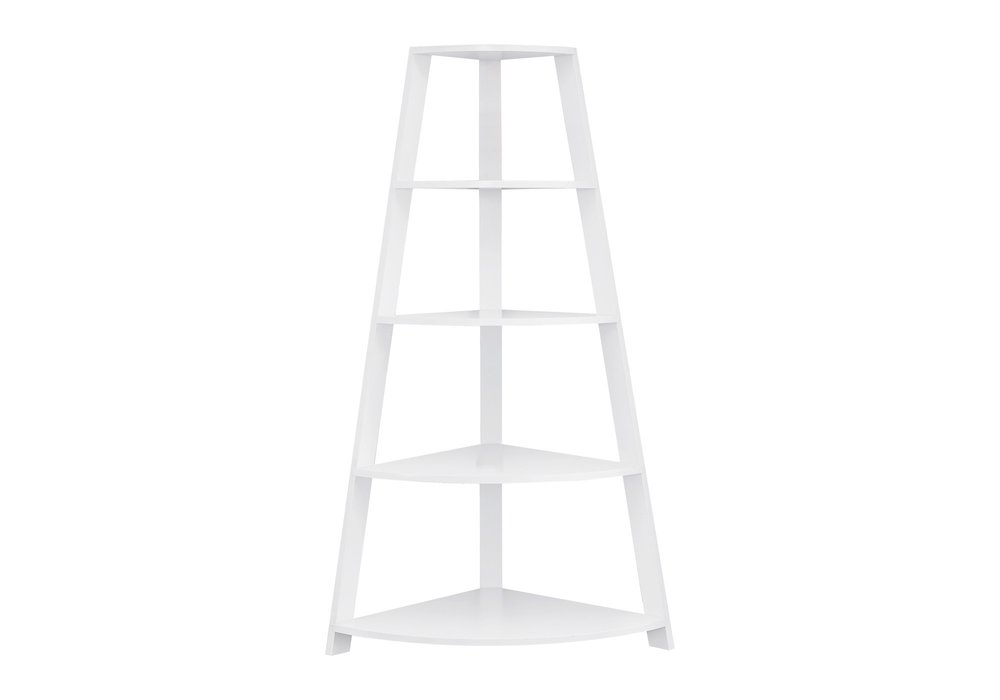 White Wood Four Tier Corner Bookcase