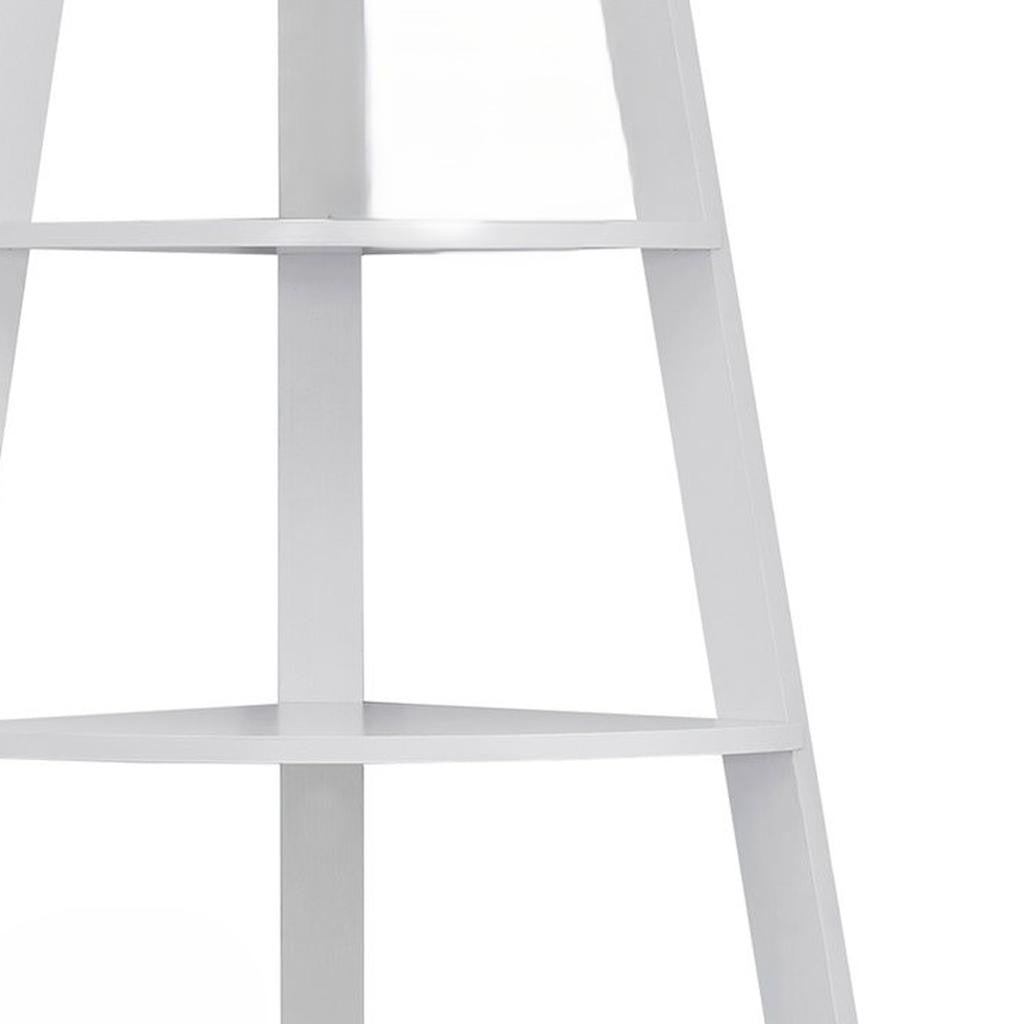 White Wood Four Tier Corner Bookcase