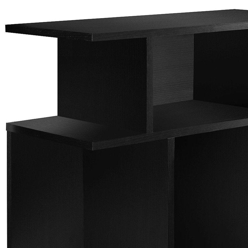 24" Black Wood End Table With Six Open Shelves