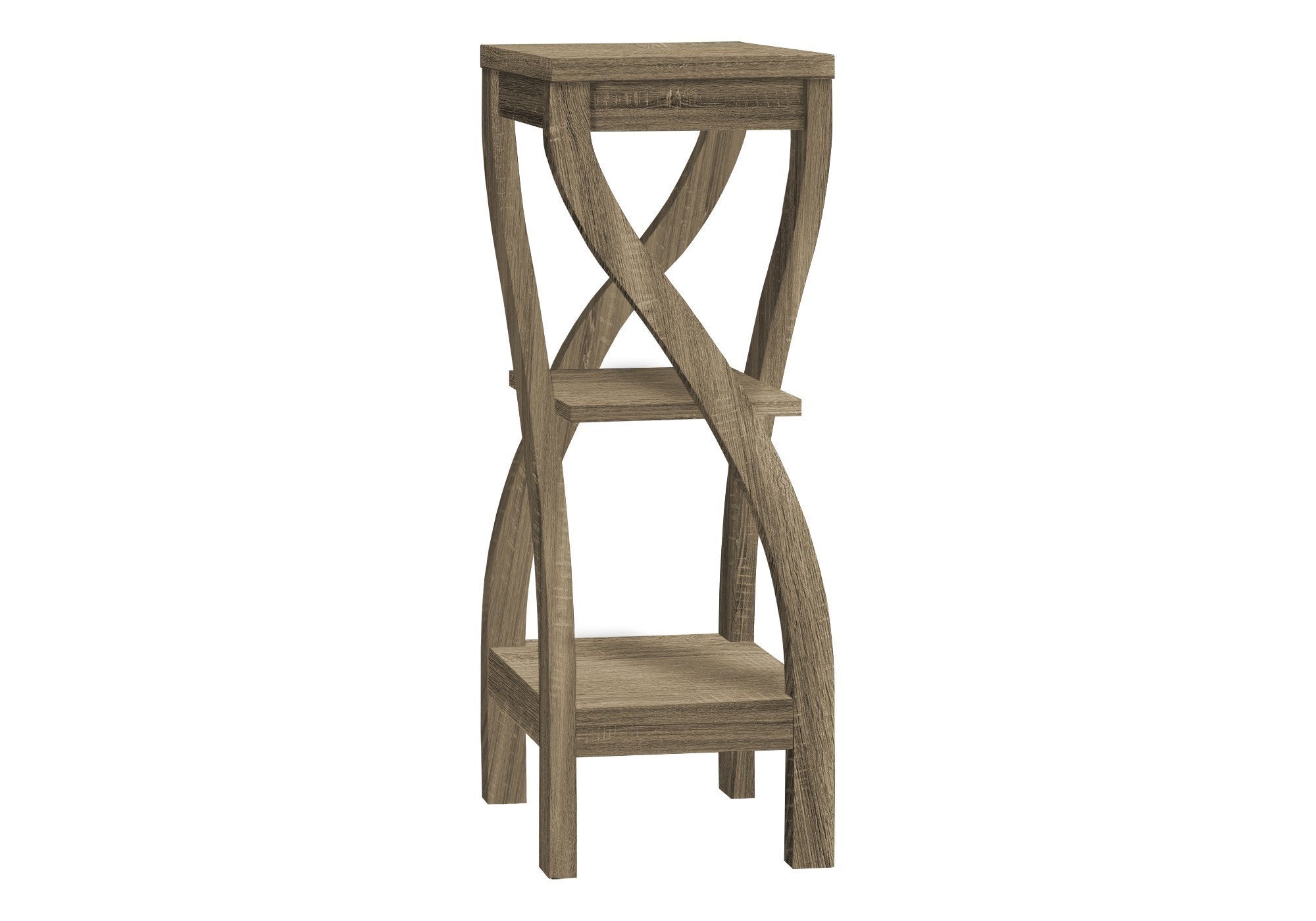 32" Deep Taupe Wood Square End Table With Two Shelves