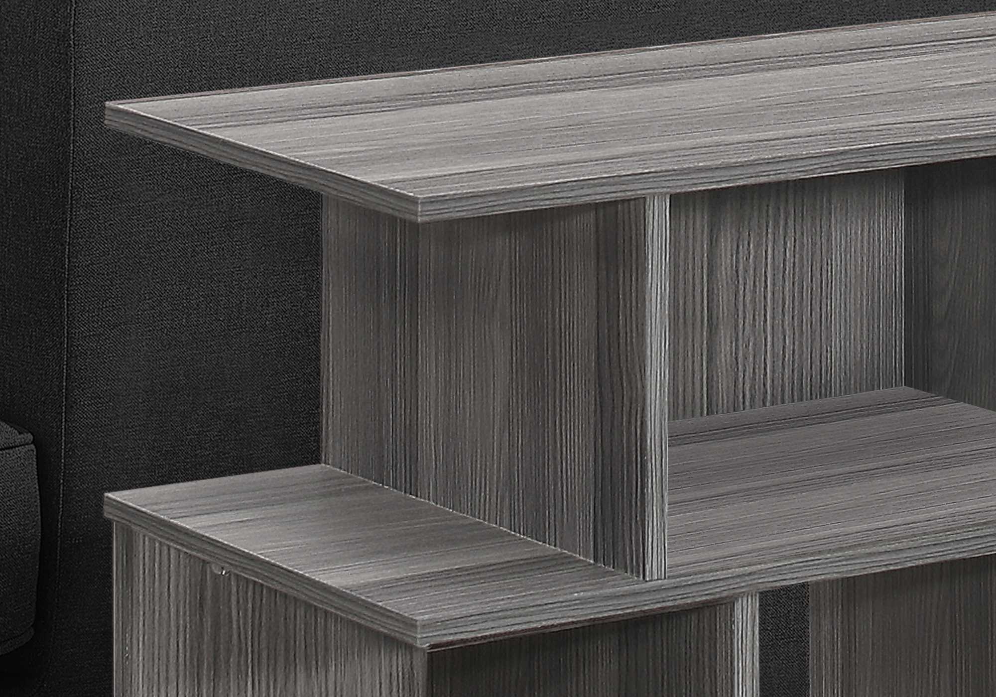 24" Dark Gray Wood End Table With Six Open Shelves