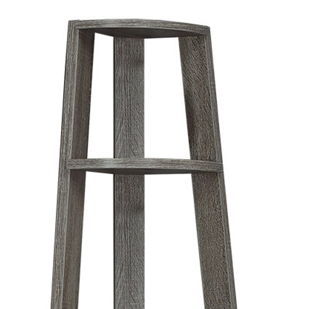 71" Taupe Wood Five Tier Corner Bookcase