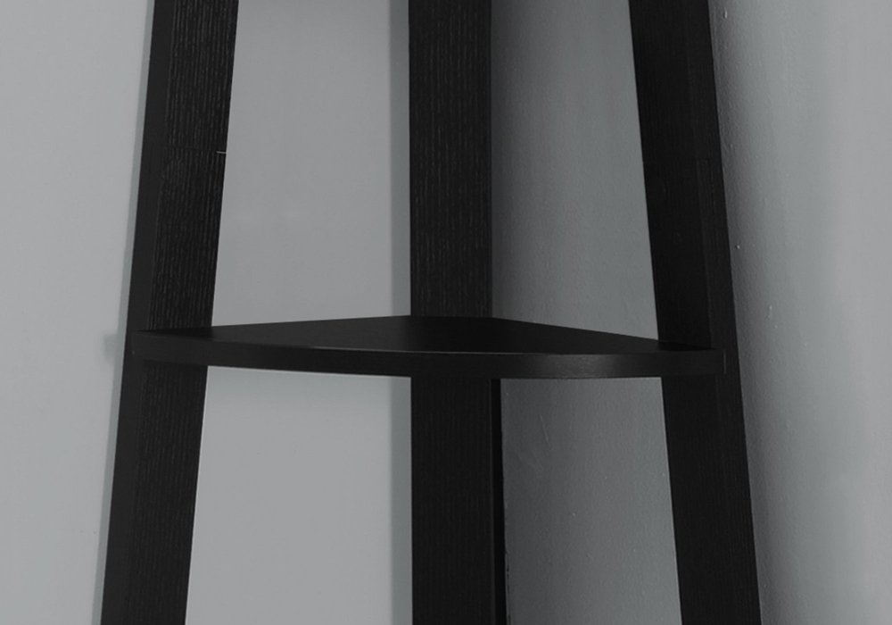 71" Gray Wood Five Tier Corner Bookcase