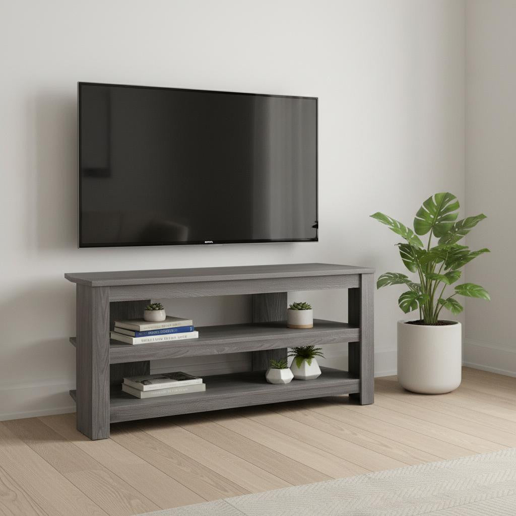 42" Ash Gray Open Shelving TV Stand