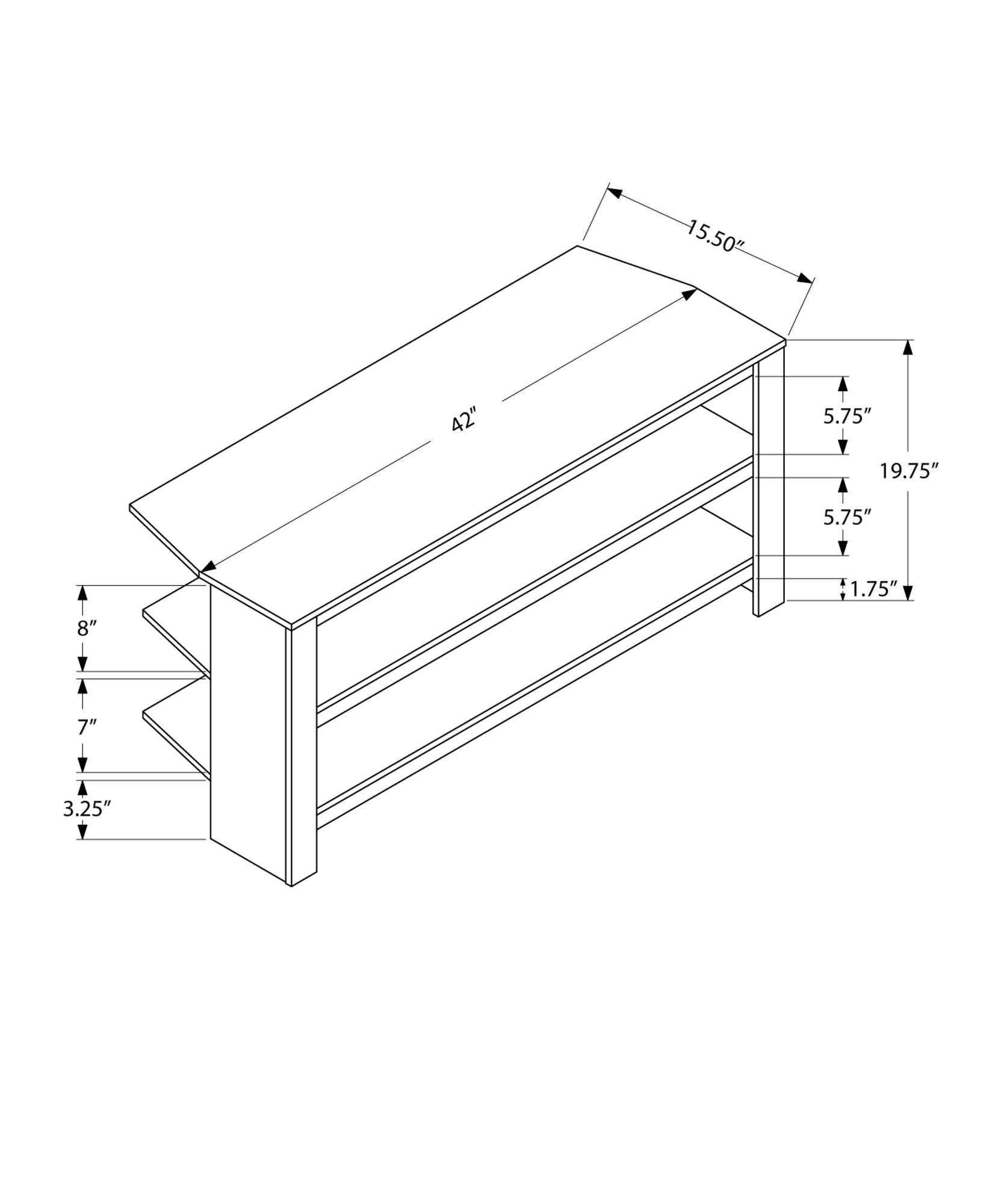 42" Ash Gray Open Shelving TV Stand