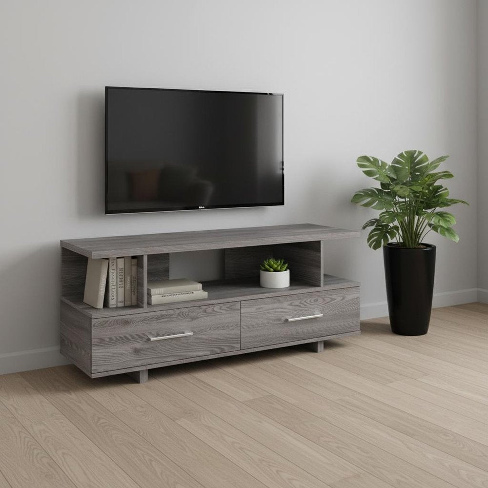 48" Gray Open Shelving Entertainment Center