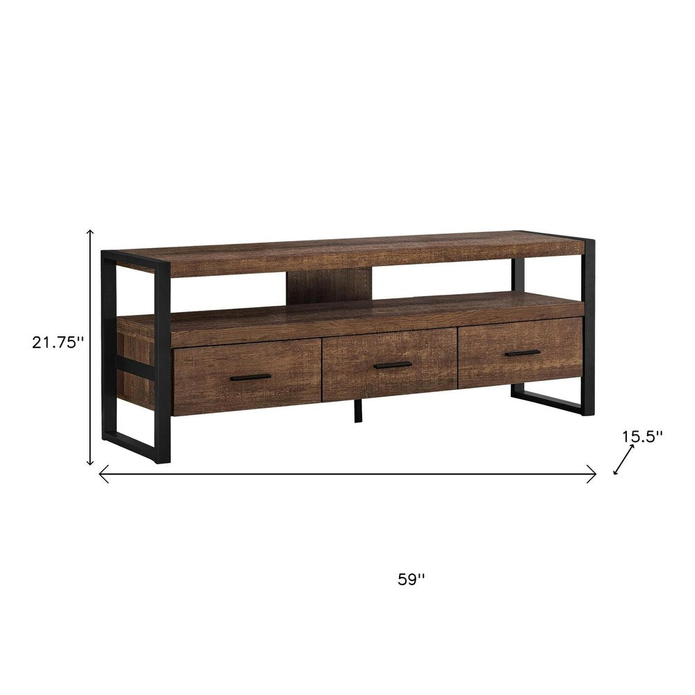 59" Black Cabinet Enclosed Storage TV Stand