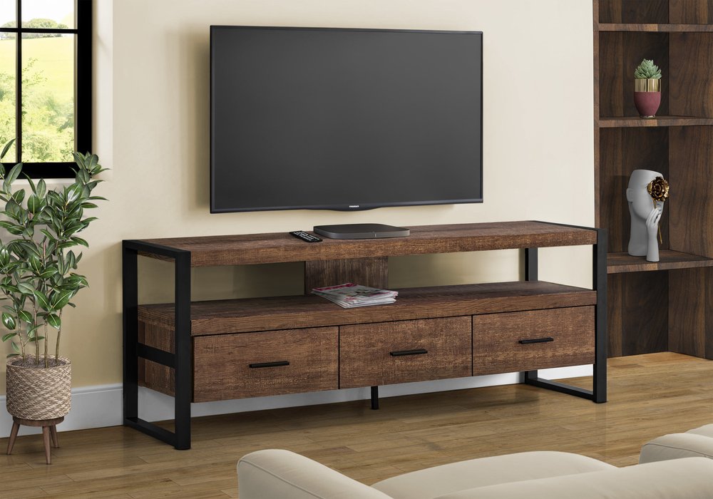 59" Black Cabinet Enclosed Storage TV Stand