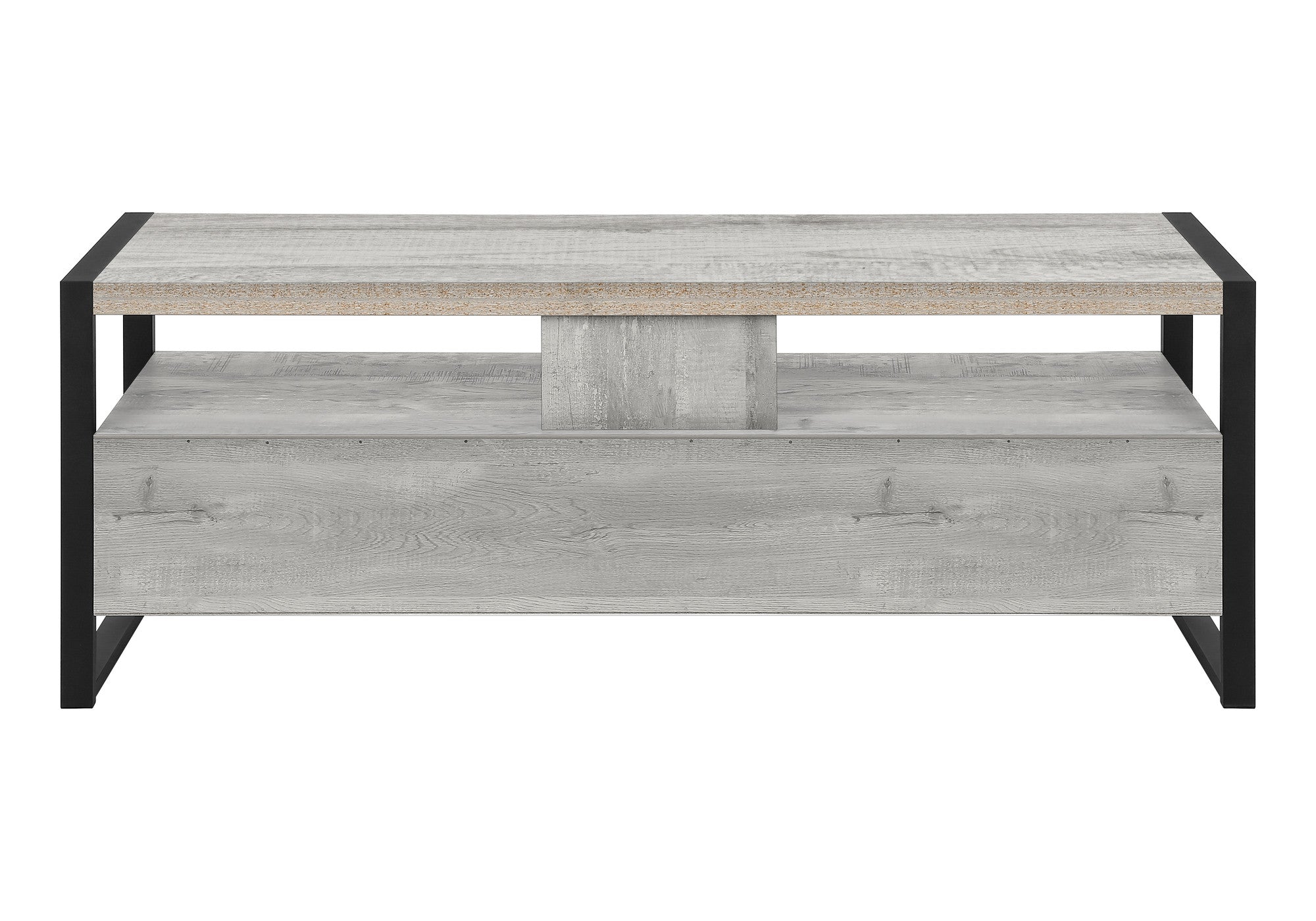 59" Black and Gray Cabinet Enclosed Storage TV Stand