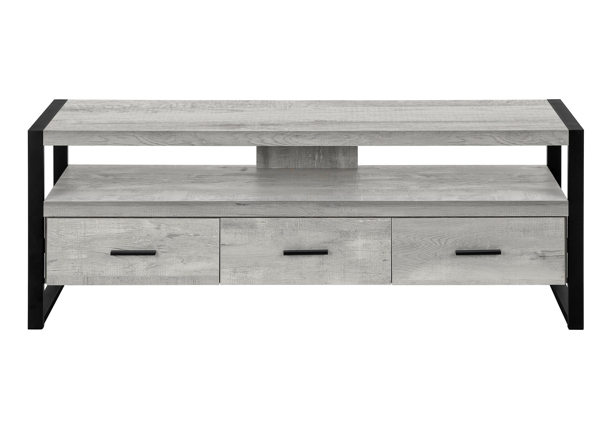 59" Black and Gray Cabinet Enclosed Storage TV Stand