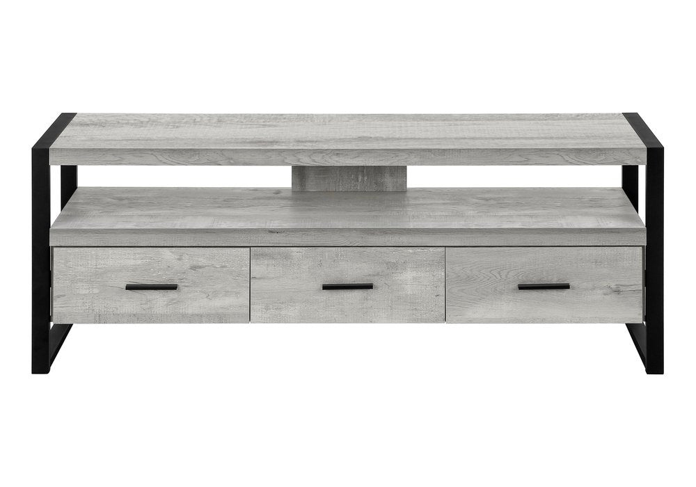 59" Black Cabinet Enclosed Storage TV Stand