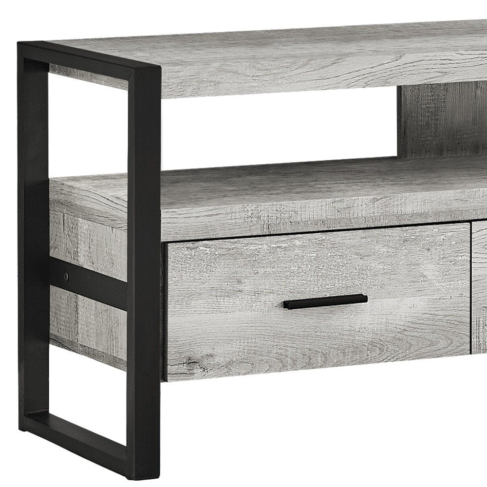 59" Black and Gray Cabinet Enclosed Storage TV Stand