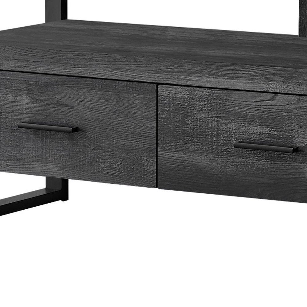 59" Black Cabinet Enclosed Storage TV Stand